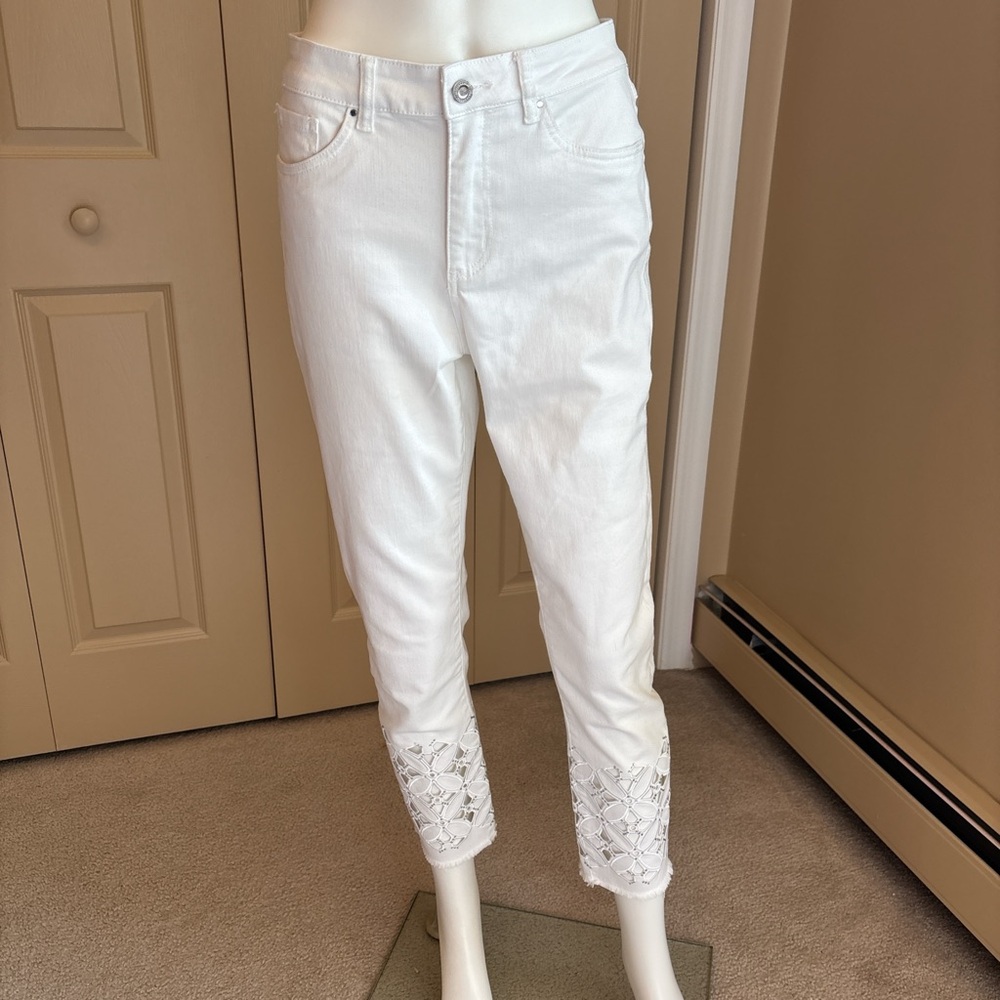 JOSEPH RIBKOFF white die cut jeans